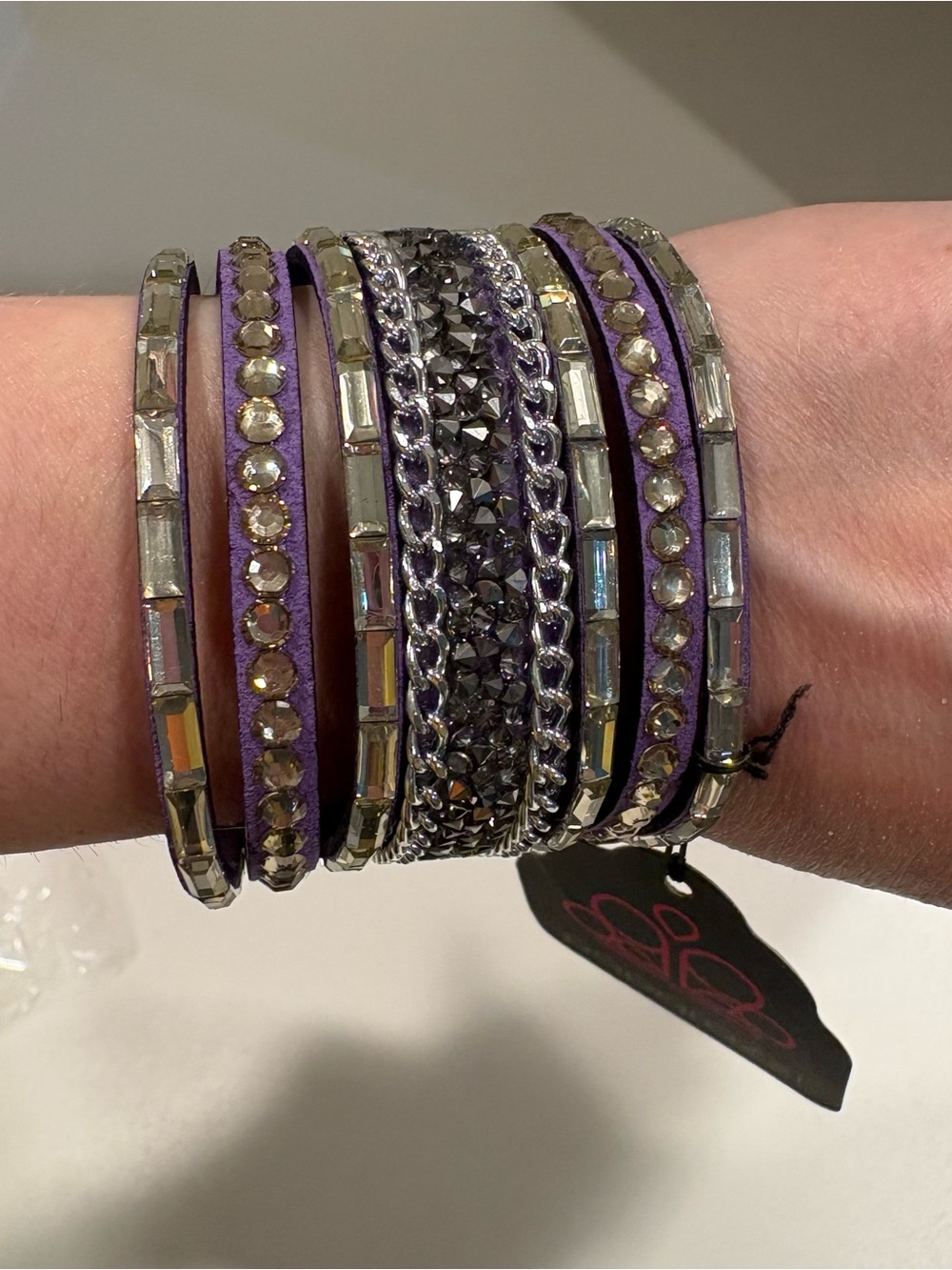 paparazzi Purple Multi-Row Crystal & Chain Wrap Bracelet